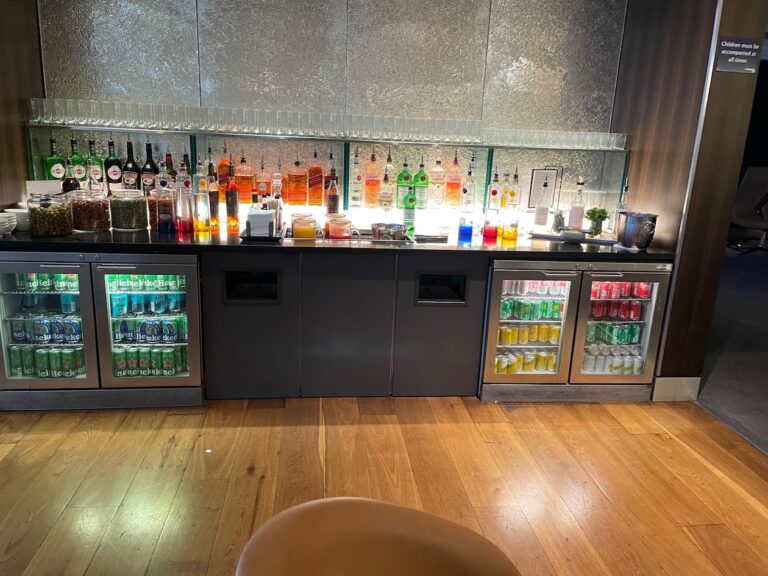 spirits and beer at BA business lounge