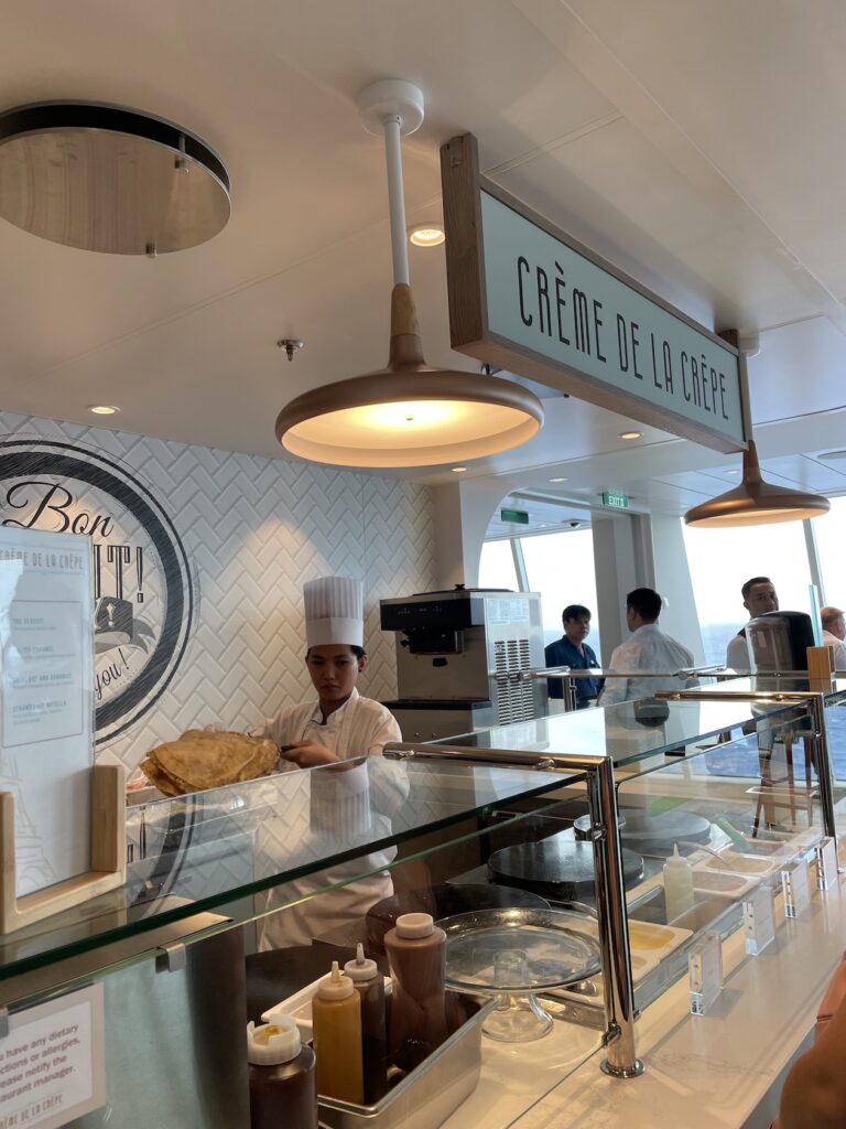 Crepe station on Icon of the Seas in Aqua Dome Market